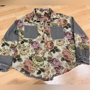 Hem & Thread Floral Jacket with Solid Accents